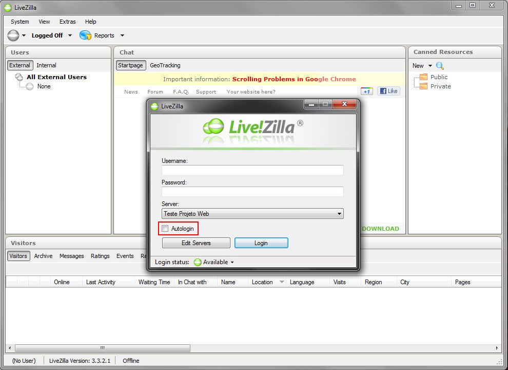 Aprenda a Fazer o Login de seu Chat