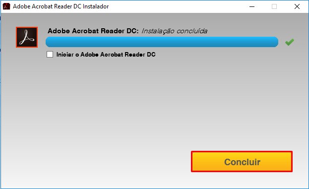 Clique em Concluir - Adobe Reader