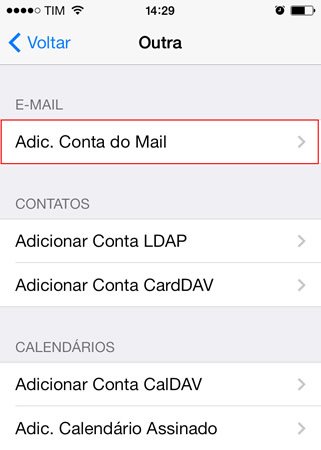 Configuração de e-mail do Iphone