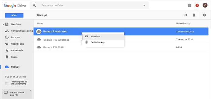 Excluir ou desativar backup no google drive Excluir ou desativar backup no google drive