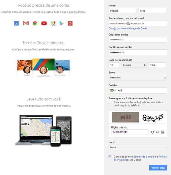 Conta no Youtube Conta no Youtube