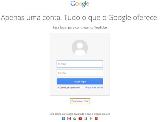 Criando uma conta no youtube Criando uma conta no youtube