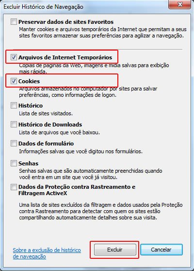 Limpar Cache e Cookies do Navegador Internet Explorer Limpar Cache e Cookies do Navegador Internet Explorer