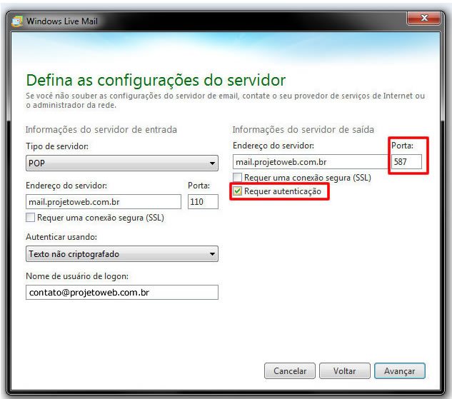 Conta de Emails no Windows Live Mail