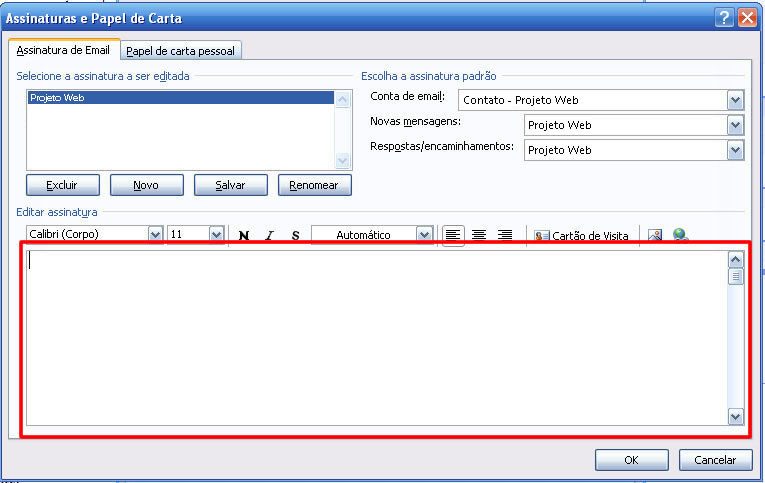 Assinatura - Microsoft Outlook 2010