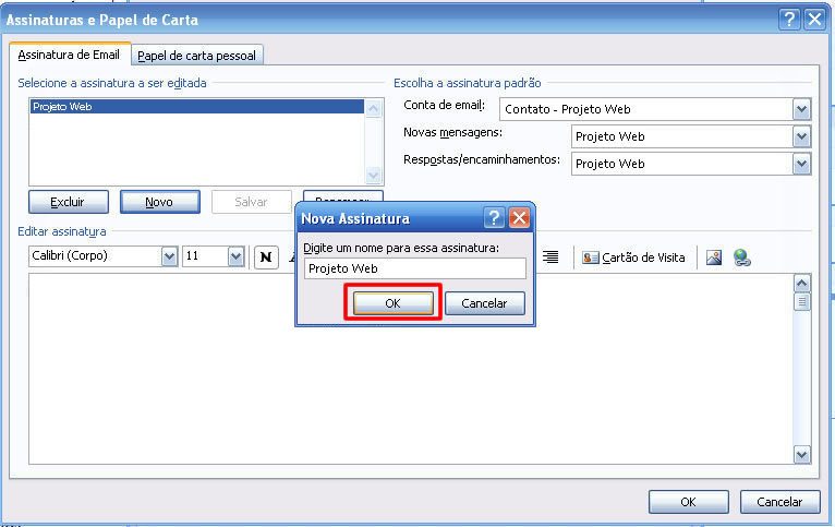 Criar Assinaturas - Microsoft Outlook 2010