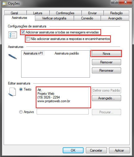 Assinatura Windows Live Mail