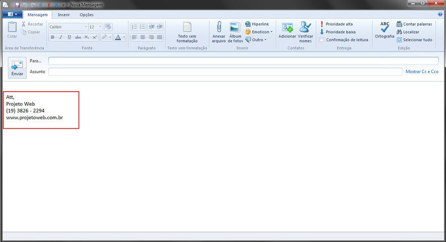 Assinaturas Windows Live Mail