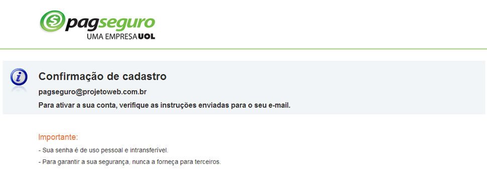 Conta no Pagseguro Conta no Pagseguro