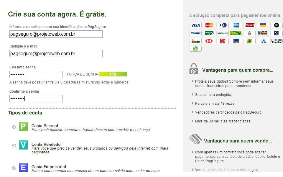 Criar Conta Pagseguro Criar Conta Pagseguro