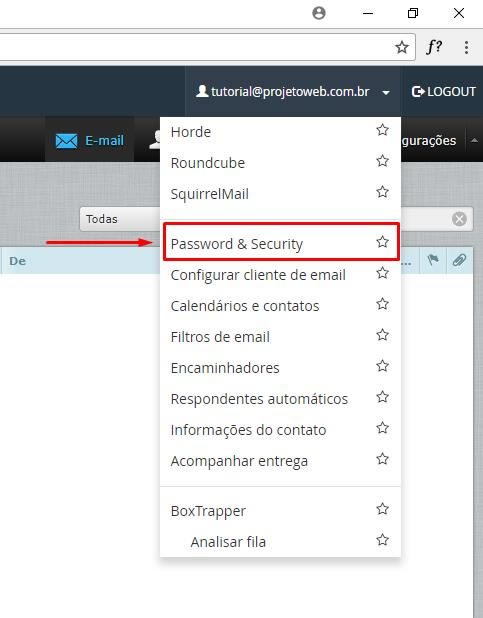 Como trocar senha do Webmail